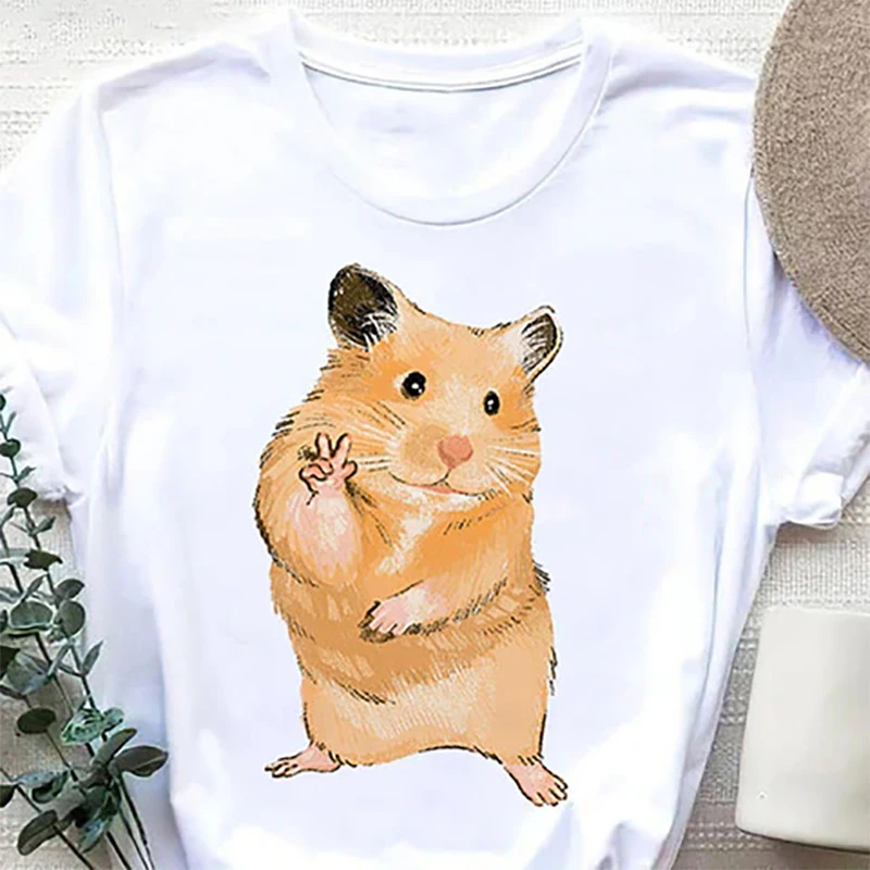 Cute Hamster Graphic T-shirt Cute Cartoon Print Casual Unisex T Shirt Summer New Fashion O-Neck Tshirt Streetwear Women/Men Tees