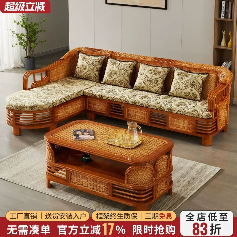 3 Piece Rattan Sofa Set Wicker Patio Furniture Outdoor Garden Conversation Set Weather Resistant Cushioned Sectional Couch