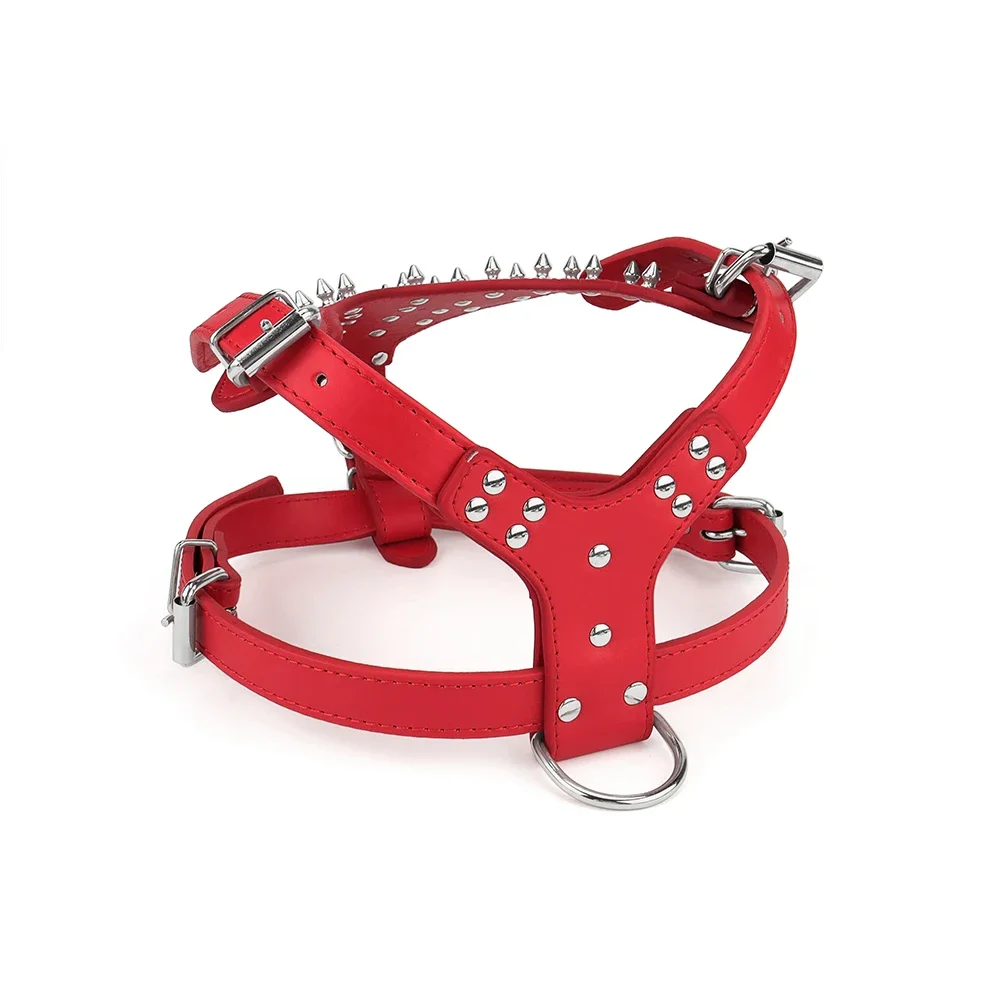 Dog Harness Spiked Studded PU Leather Dog Harness Large Dog Pitbull Bully Husky Terrier Big Dog Harness  PU Harness