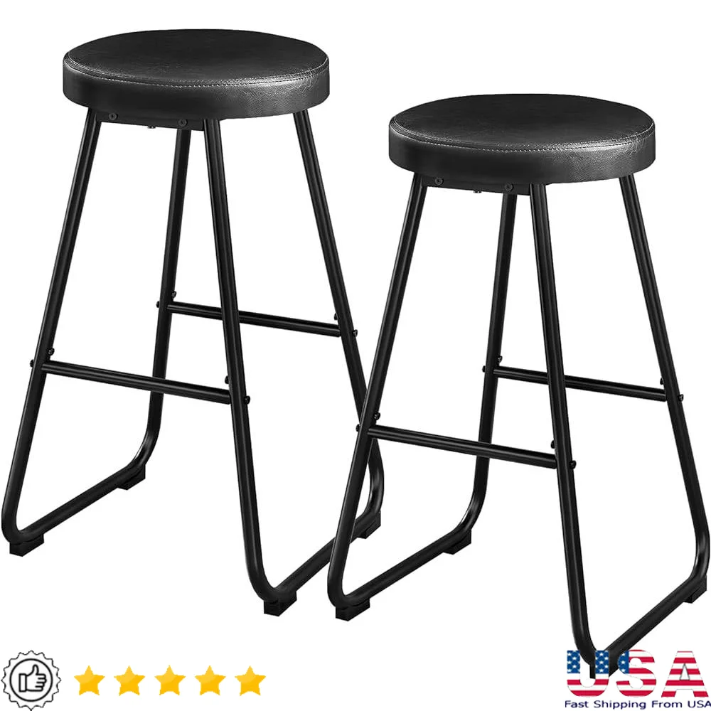 

Удобный набор барных стульев из 2 предметов с подставками для ног. Прочный металлический каркас. Дизайн с открытой спиной. Идеальная домашняя кухонная столешница и использование в кафе.