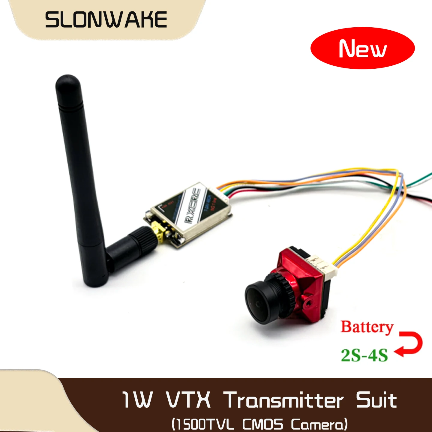 Transmetteur vidéo réglable SLONWAKE 5.8G 48CH 1W VTX 100/200/400/1000mW + Caméra FPV CMOS 1500TVL avec objectif 2.1mm pour drone RC