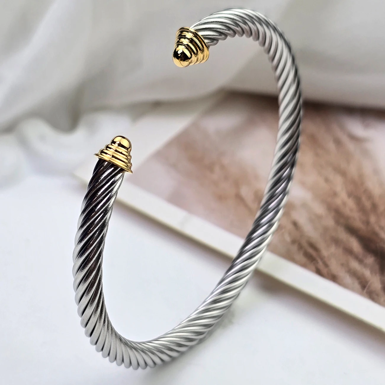 

Women's Twisted Stainless Steel Cable Bracelet Designer Inspired Bracelet Comes with Gift Bag Good for Jewelry Gifts