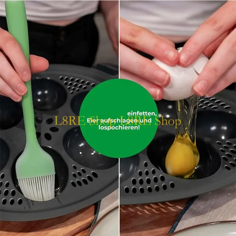 L8RE 6 In 1 Nonstick Eggs Steamer Insert With Ergonomic Handle Nonstick Microwave Eggs Poacher Cups Baking Accessories