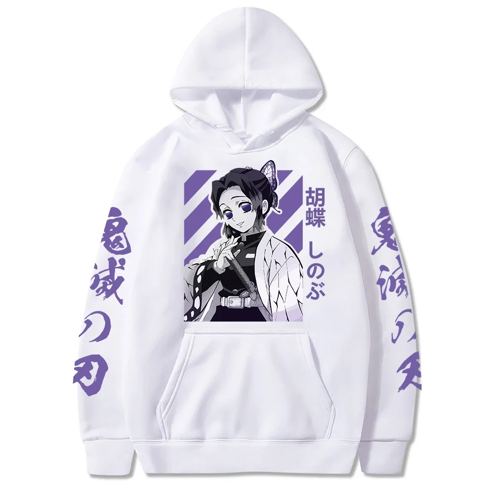 Demon Slayer Shinobu Kochou Graphic Hoodies Kimetsu No Yaiba Anime Hoodie Spring Warm Pullover Sweatshirts Harajuku Loose Tops