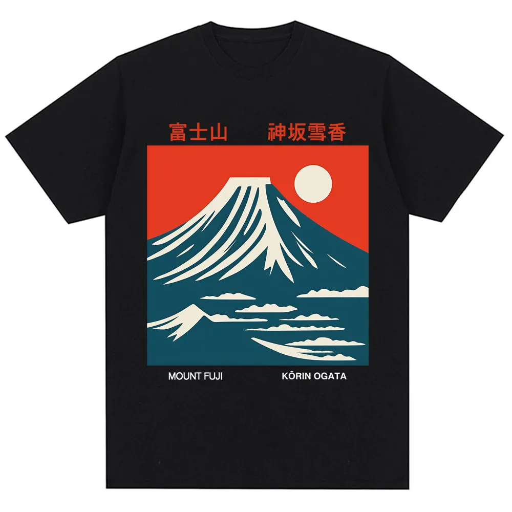 Japanese Style Mount Fuji Graphic T Shirts Men Women Fashion Vintage Harajuku T-shirt Oversized Cotton Casual T-shirt Streetwear