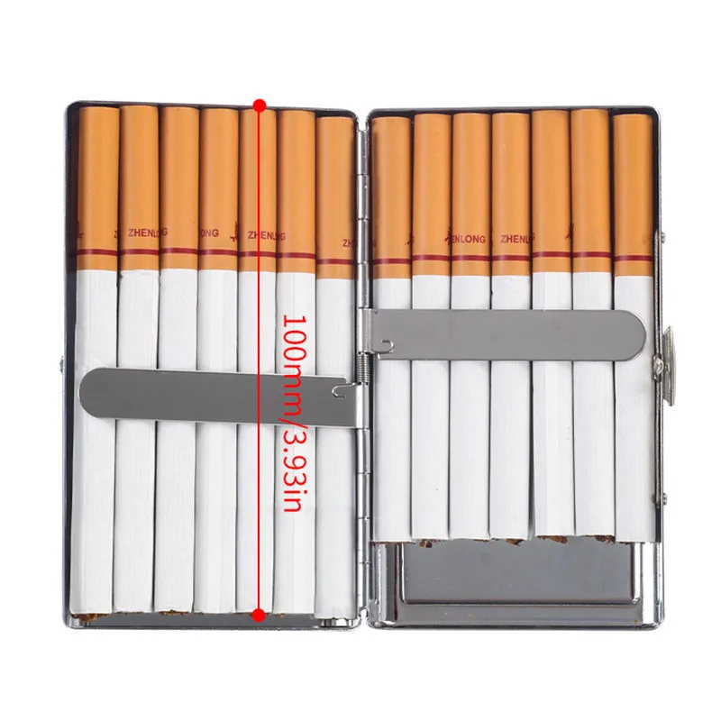 Smoking Case Hold 14 Sticks Cigarette Box Storage Cover Gift Leather Smoking Accessories Lady Mens Metal Cigarette