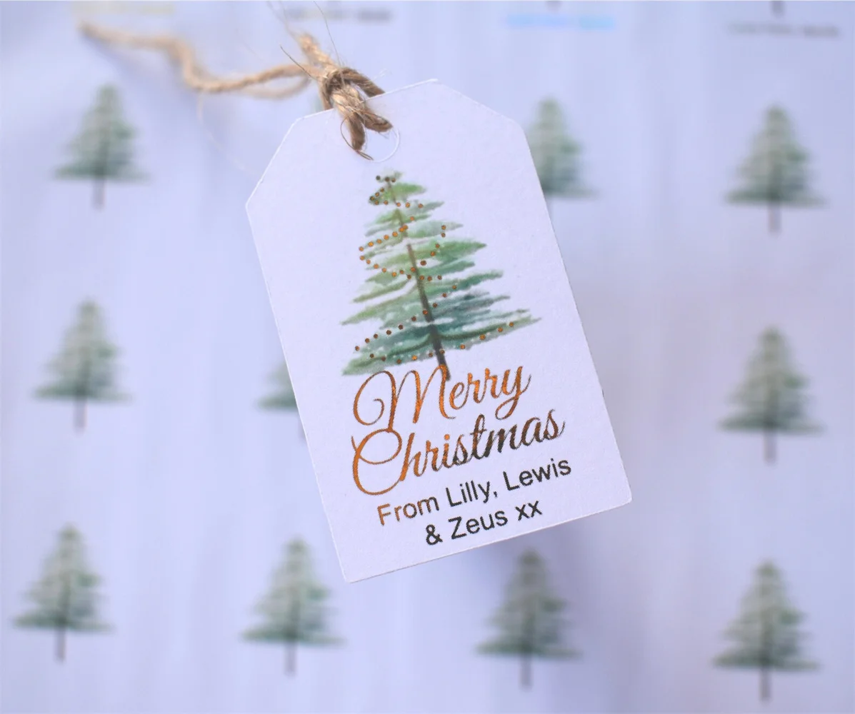 

50PCS Foiled Personalised/Personalized Christmas Tags, Christmas Tree Tag, Christmas Sticker, Custom Gift Tag, Christmas Present
