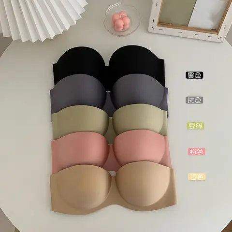 여성 섹시한 Strapless 브래지어 무선 여성 튜브 탑 솔리드 푸시 업 얇은 브래지어 속옷 컨버터블 스트랩 숙녀 란제리 브래지어 2022