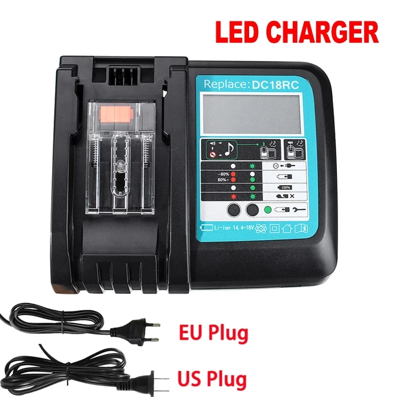 NEW With LED Charger Rechargeable Battery 18 V 6000mAh Lithium ion for Makita 18v Battery 6Ah BL1840 BL1850 BL1830 BL1860 LXT400