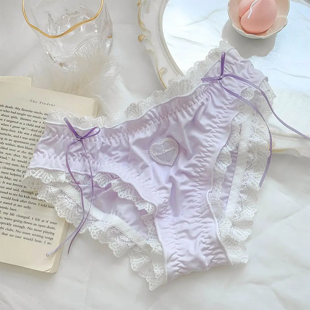 Charming Sweet Lolita Low Waist Lace Briefs Sexy Panties Comfortable Cotton Crotch Solid Color Japanese Women Underwear