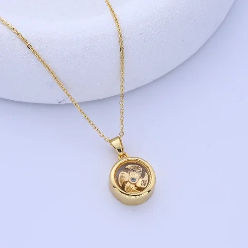 New Vintage-Inspired Diamond-Inlaid Rotating Necklace - Unisex Design