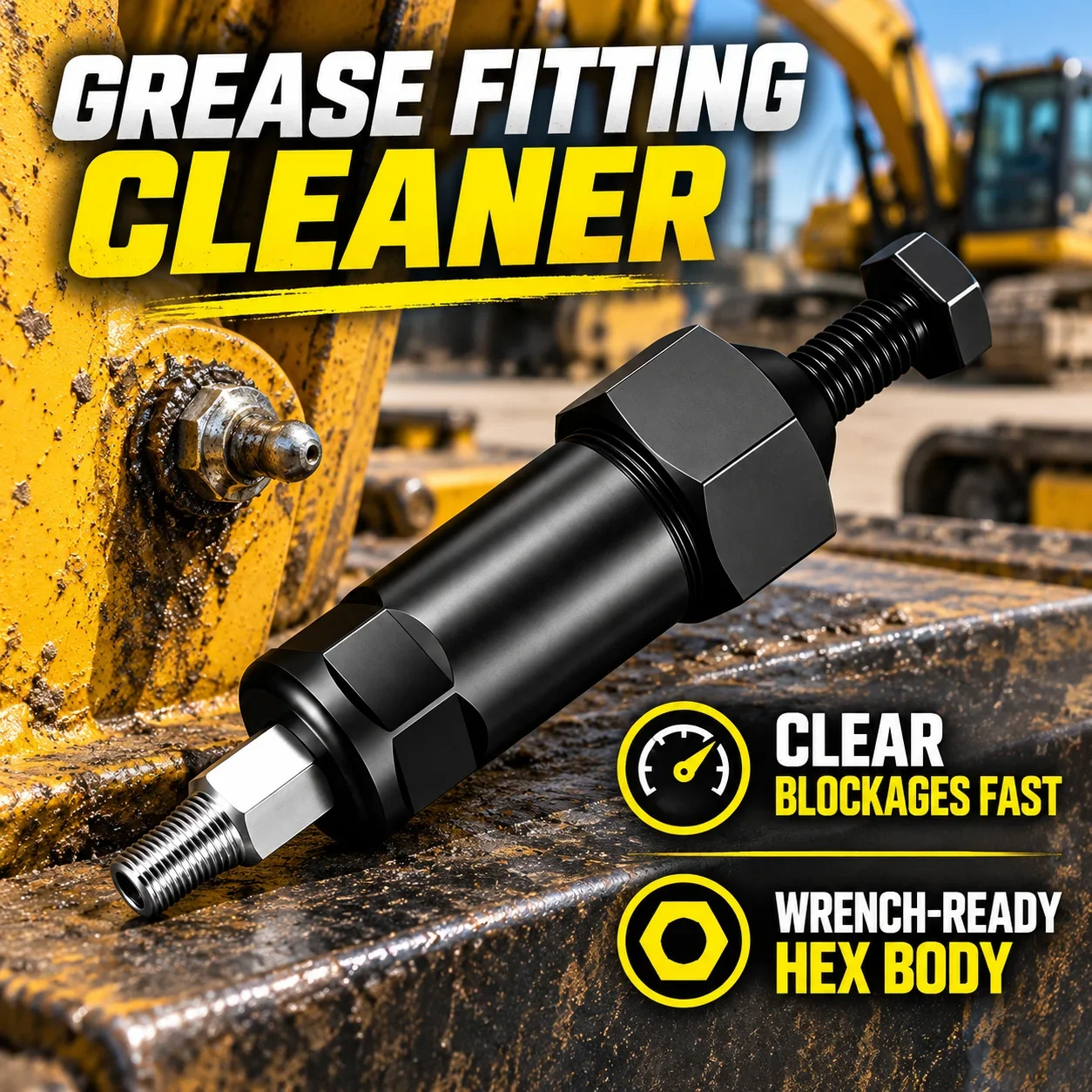 High‑Pressure Grease Fitting Nozzle Cleaner, Portable Grease Accessory Cleaning Tool for Car Truck Mechanical Maintenance Work
