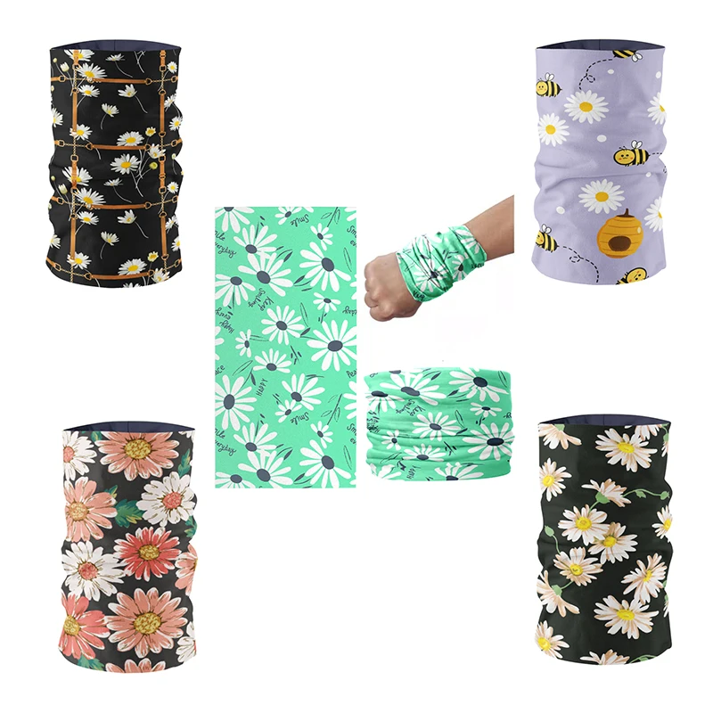 Fashion daisy series headscarf ladies outdoor sweat-wiping dust-proof headscarf men's sports cycling face headscarf scarf