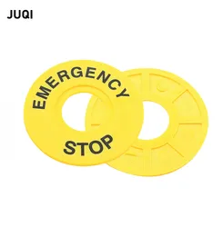 ABS Emergency Stop Button Switch Alarm Ring Yellow Sign Button Box Warning STOP Outer Dia 60mm Opening 22mm