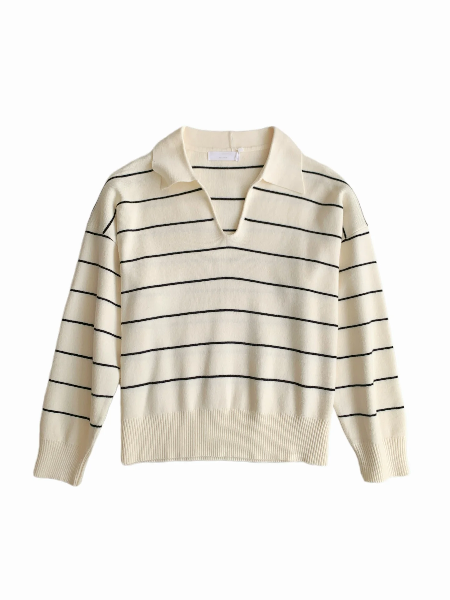 Frauen Herbst Winter V-ausschnitt Langarm Streifen Lose Pullover Dame Casual Streetwear Pullover Grundlegende Jumper Top