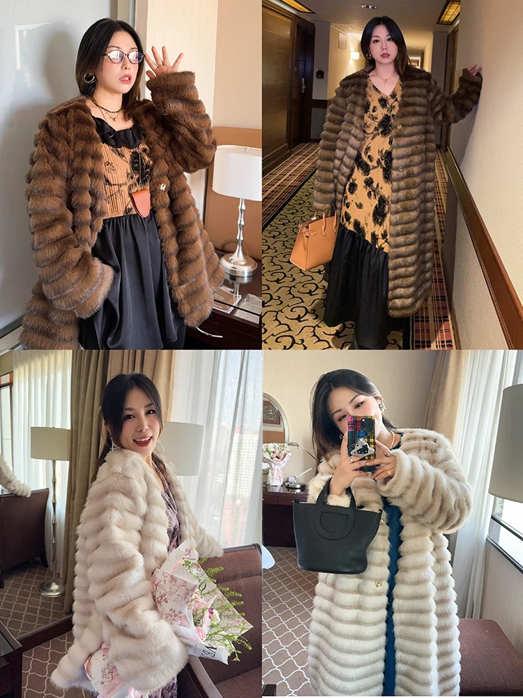 

Шуба VOGANA большого размера, модная, из искусственного меха, модель Lily Miss Rich, для повседневной носки, длинная, свободного кроя, в корейском стиле