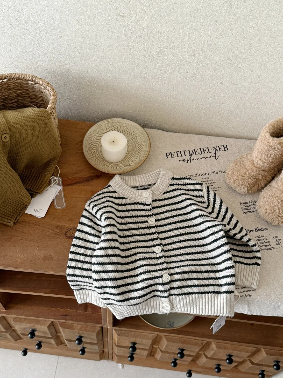 الرضع الفتيات سترة معطف طويل الأكمام الفتيان عادية مخطط تريكو ملابس الطفل 2025 الخريف جديد الأطفال سترة مشغولة من الصوف القطن #6