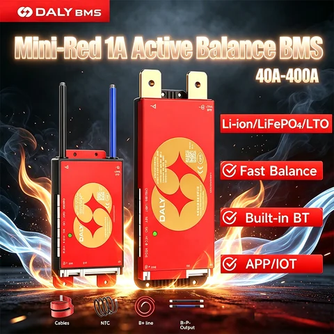DALY Smart BMS Active Balance bluetooth UART CAN 40A 60A 100A 150A for Lifepo4 Li-Ion battery 18650 Power Banks Solar Inverter