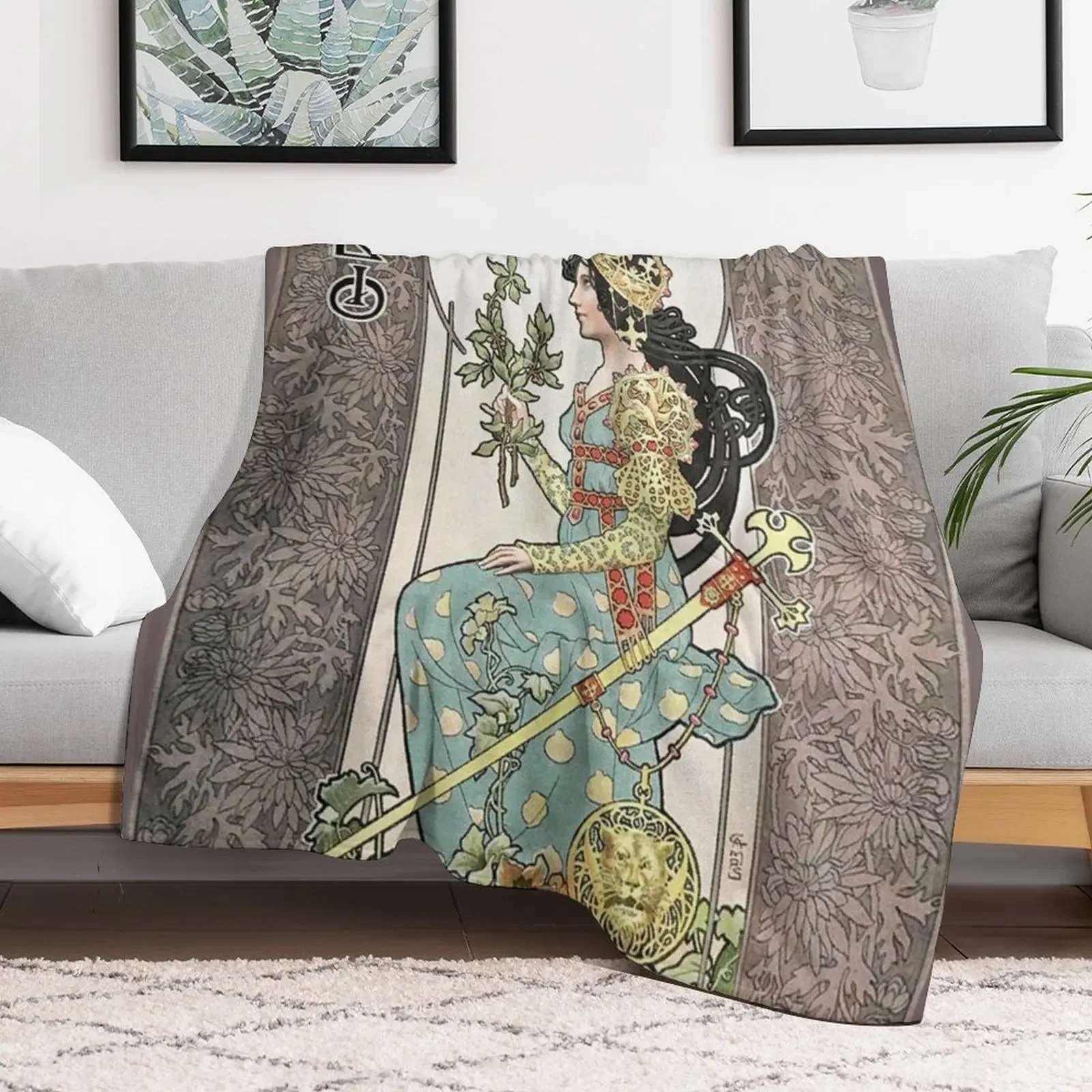 HD. July - Calendar, by Gaspar Camps (1902) HIGH DEFINITION Throw Blanket Foldable Soft Warm Blanket for Outdoor Use