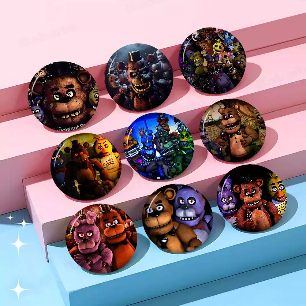 Fnaf Five-nights-At-Freddys Creative Pins Funny Faces Round Snap-in Brooch Badge Backpack Hat Accessories Jewelry Gifts