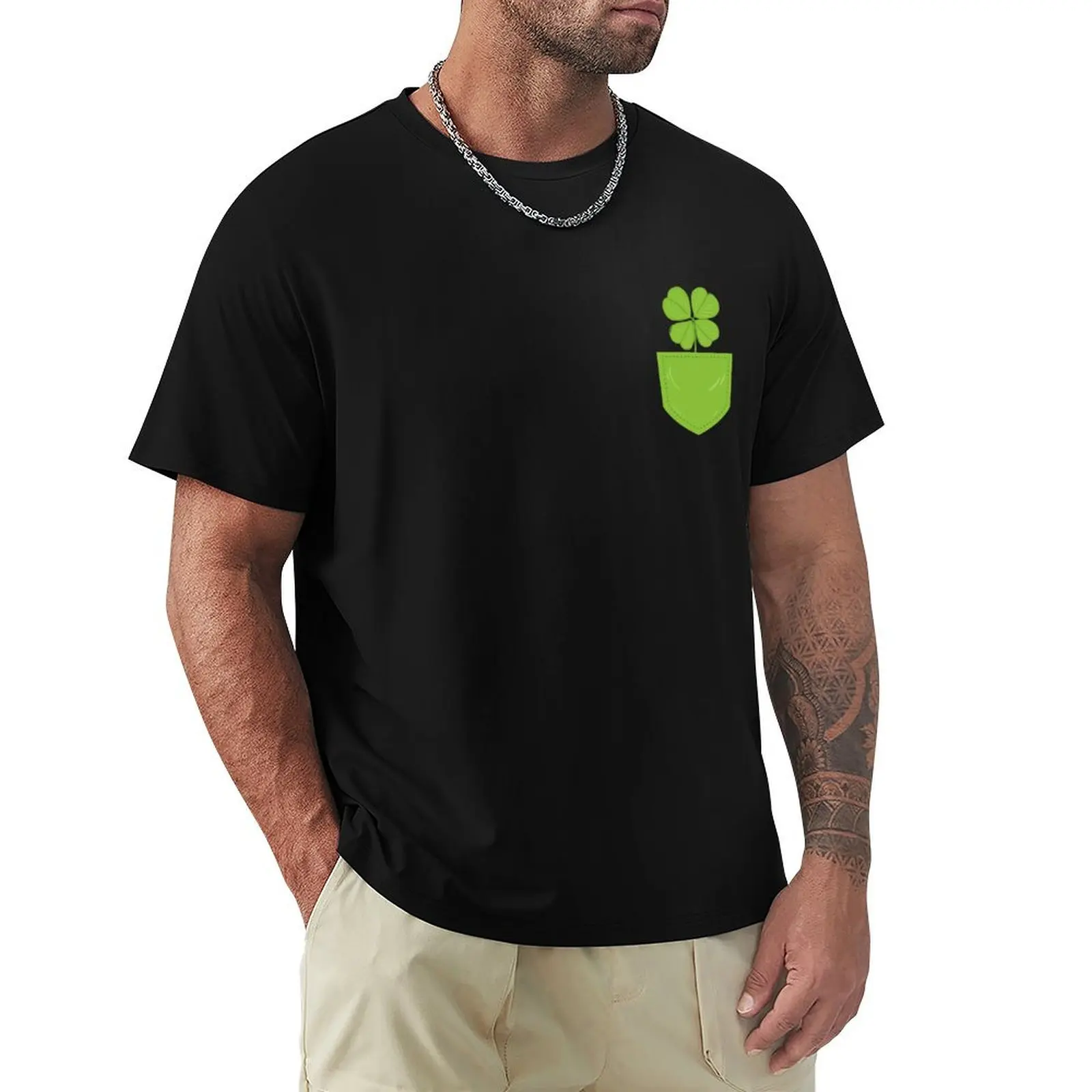 

Pocket Full of Clover - Cute St. Patrick's Day Faux Pocket Shirt T-Shirt gifts for boyfriend customs mens graphic t-shirts anime
