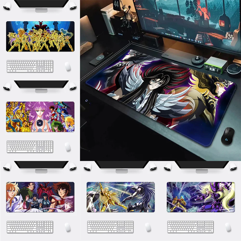 

Saint Seiya Mousepad HD Printing Computer Gamers Locking Edge Non-slip Mouse Pad XXL90x40cm Keyboard PC Desk Pad