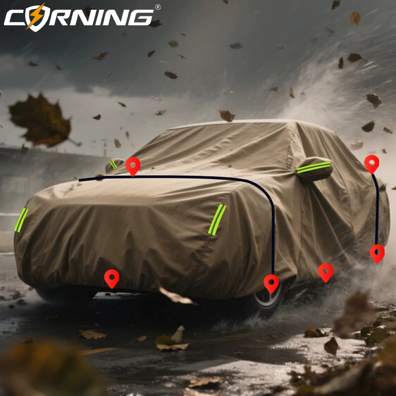 Autoabdeckung wasserdicht, UV-beständig, schneesicher, Allwetterschutz, Seitentür-Design, passgenau für SUV, Schrägheck, Limousine – Detail 8