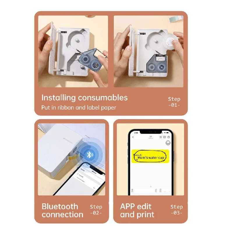 NIIMBOT-B18 Transparente Heat Transfer Label Machine, papel de impressão adesivo, resistente a alta e baixa temperatura, à prova d'água