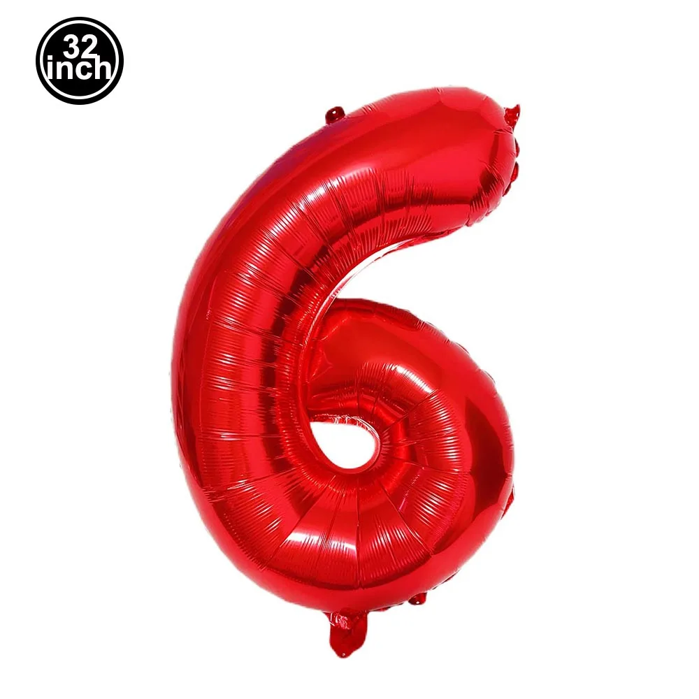 بالونات أرقام مقاس 32 بوصة باللون الأزرق والأحمر 0-9 أرقام لحفلات أعياد ميلاد الأطفال ومستلزمات تزيين الحمام بالونات رقمية