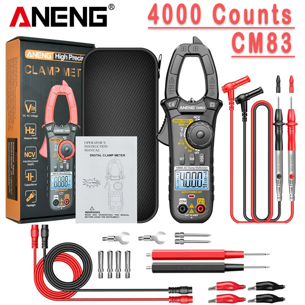 ANENG CM83 Clamp Meter Multimeter 1000A High Cturrent Non-contact Multi-function Professional NCV Sensing Hertz Test Tools