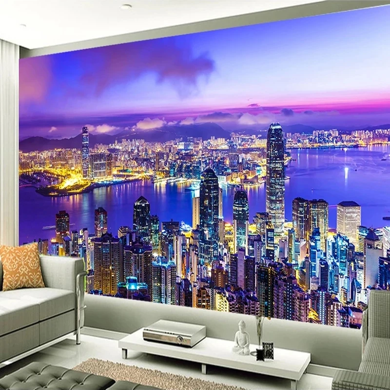Customized products City Night View 3D Photo Wallpaper Mural Modern Living Room Bedroom Background Wall Painting Art restaurant