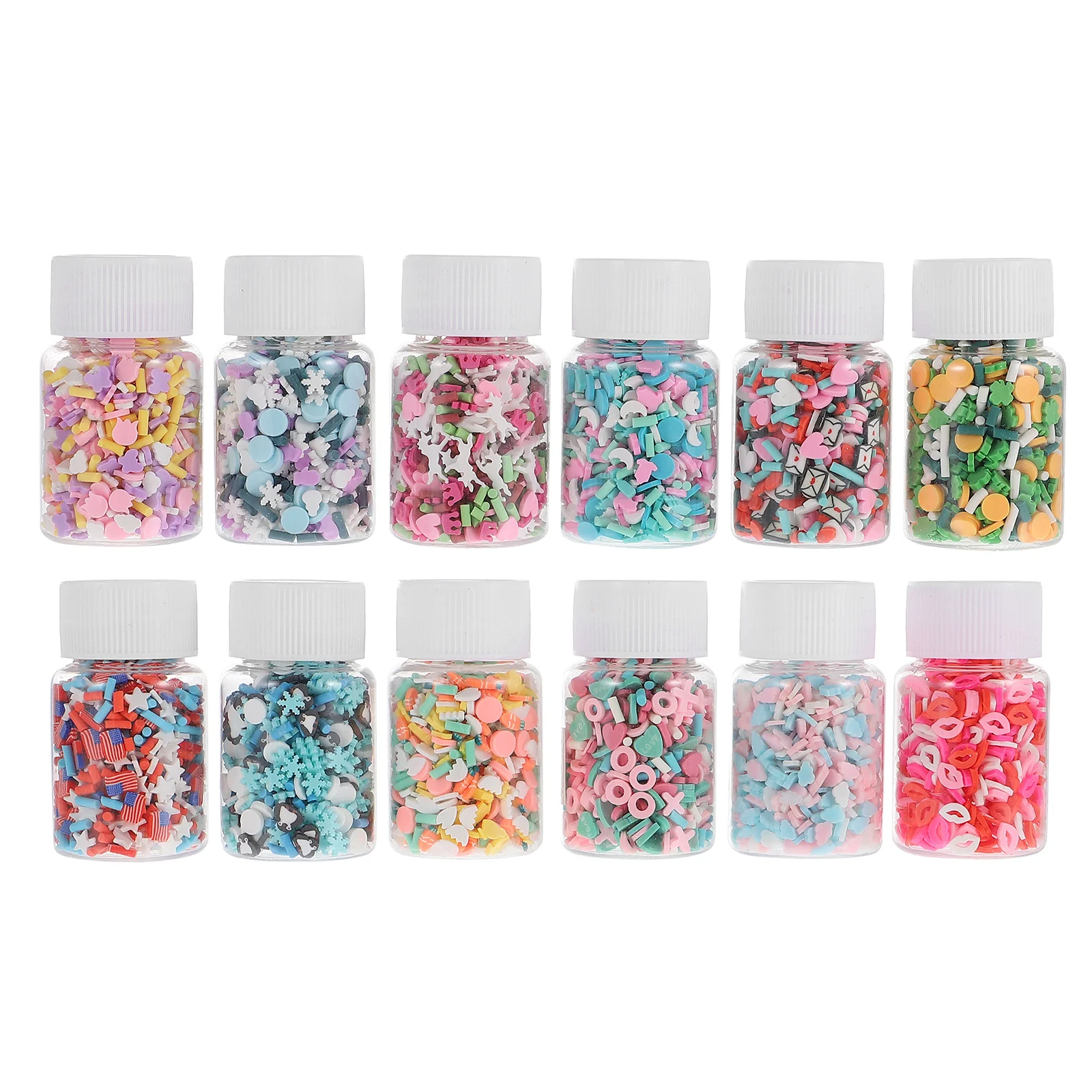 

12Pcs Soft Clay Nail Decor Mixed Style Cartoon Nail Art Supplies Manicure Clay Slices Polymer Charms Manicure Ornament
