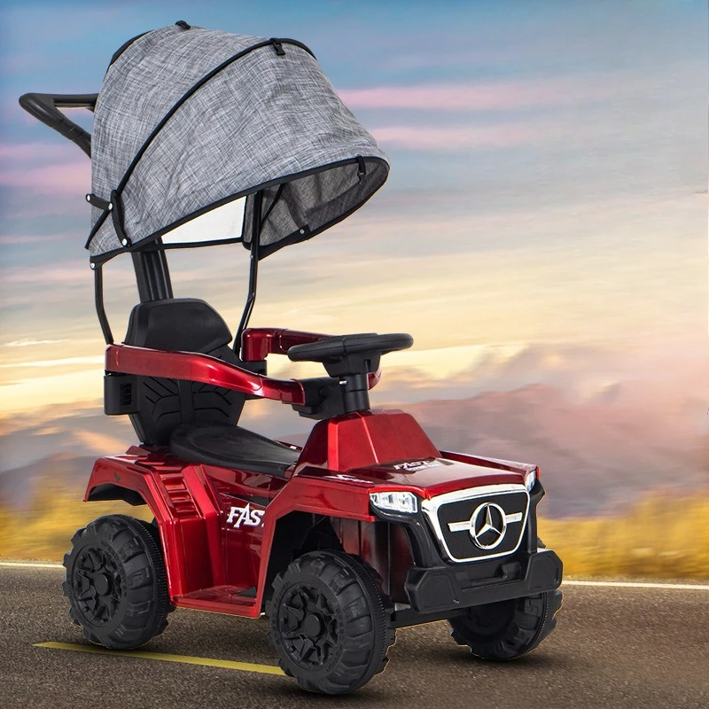 

Push & Remote Control Children Electric 4-Wheel Car Anti-Roll Guardrail Padded Seat Early Education Toy Safe Driving Fun