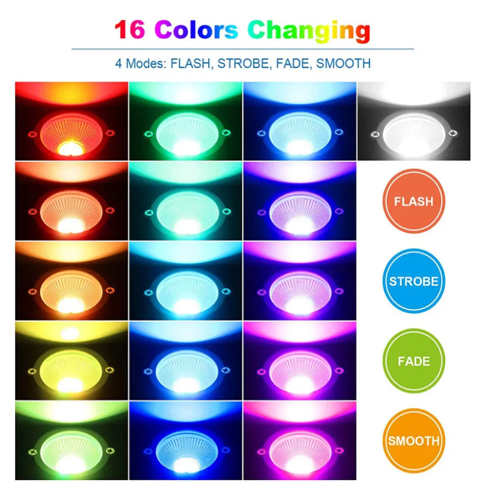 Remote Control Ground Plug Lawn Spotlight 16 RGBW Colors Spotlights IP65 Outdoor Waterproof Landscape Lighting Garden Decor