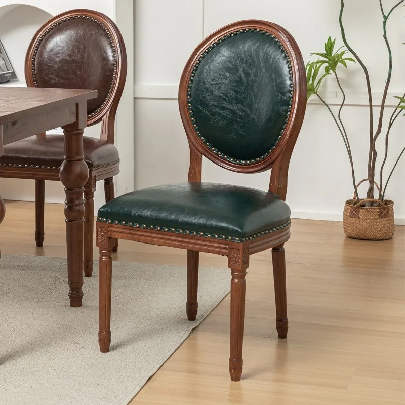 American Dining Chairs, European Retro Home Decor, Small Unit, Soft Pack, Leather Hotel, Coffee Restaurant Chairs