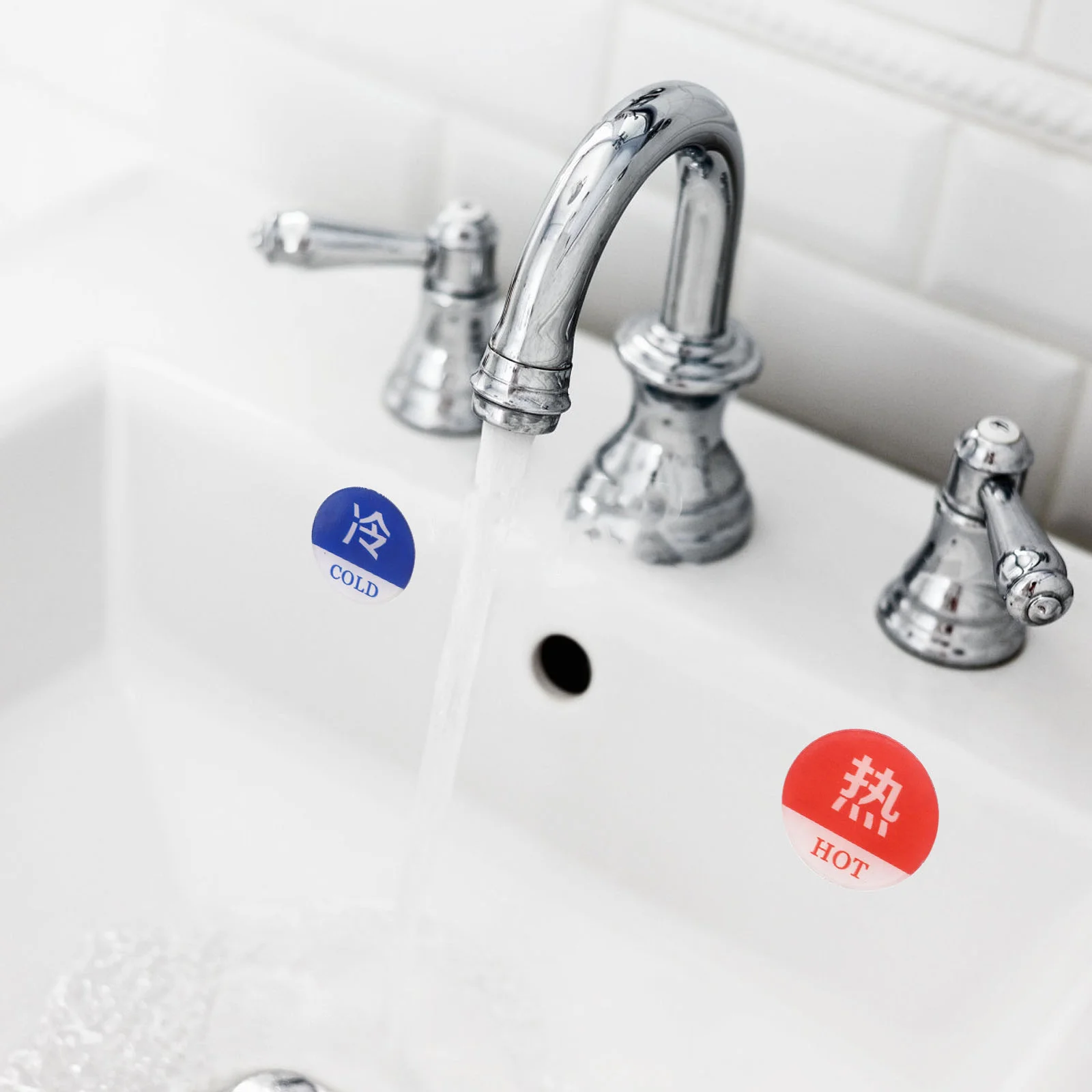 Hot and Cold Water Signs Wall Stickers Tag Shower Labels Acrylic for Faucet Small