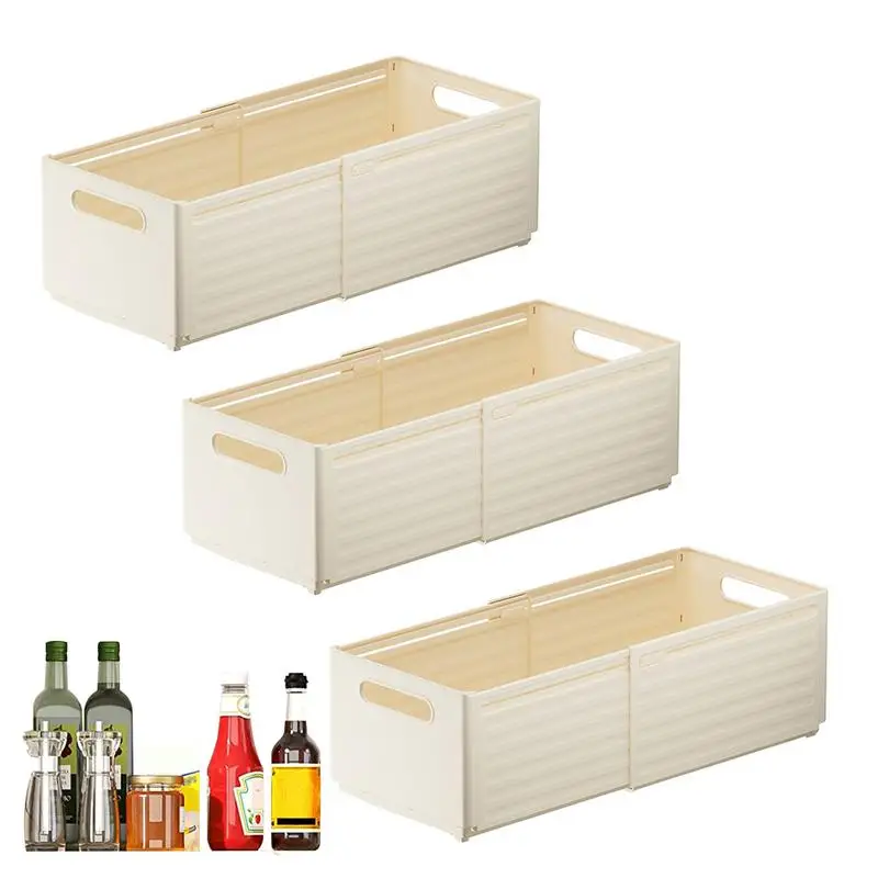 

Корзина для организации 3 шт., органайзер для ящиков, телескопические контейнеры для домашнего хранения и организации закусок, игрушек, нижнего белья, приправ