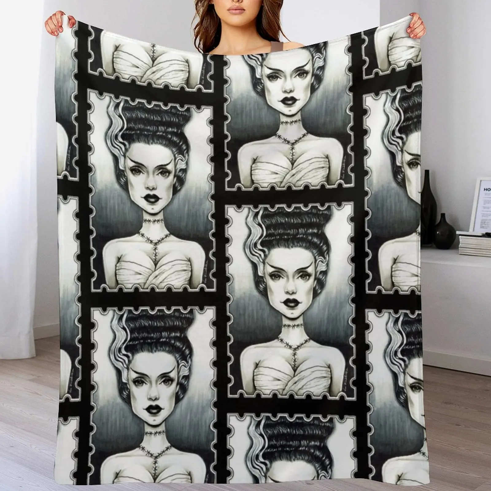 Bride of Frankenstein Throw Blanket Stylish Decor Blanket Gift for Friends Roommate