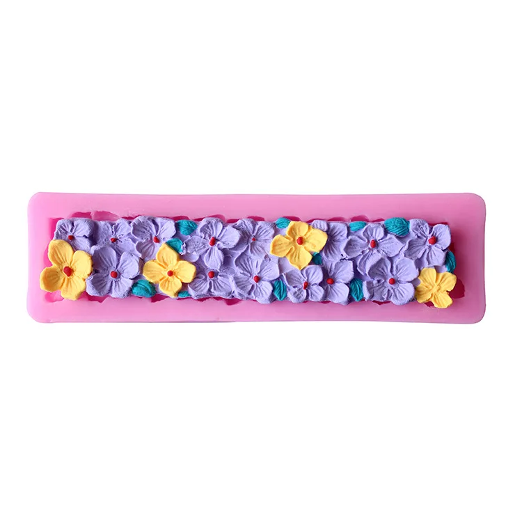 

New Arrival Long Lace Flower Shaped 3D Silicone Cake Fondant mold, Cake Decoration tools, soap, Candle Moulds D413
