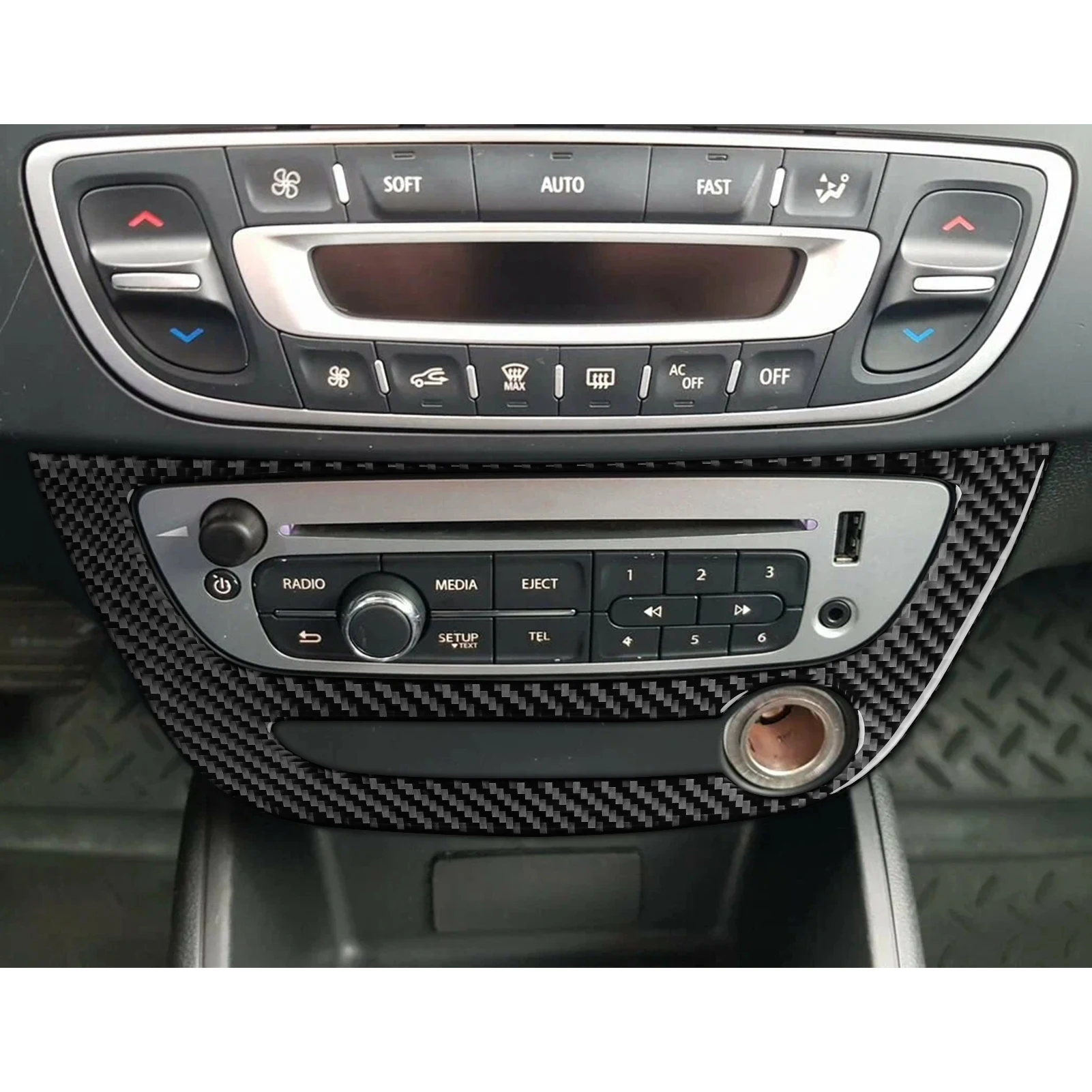 Soft Carbon Fiber Sticker For Renault Fluence Megane RS 2009 2010 2011 2012 2013 2014 2015 LHD RHD Car Central Switch Panel view 4