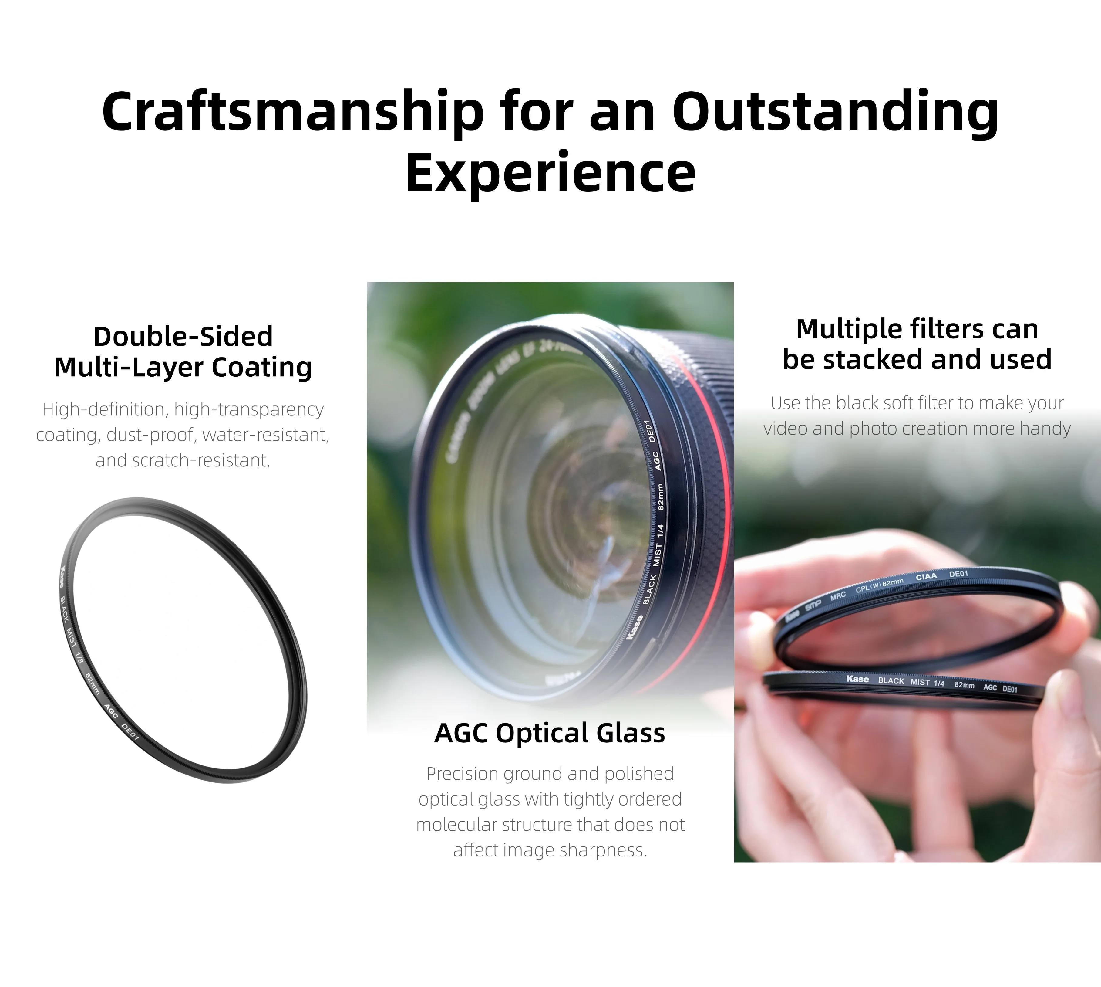 Kase Black Mist AGC Filter 43mm 58mm 62mm 49mm 67mm 72 77 82mm 1/4 1/8 1/2 Diffusion Camera Filter Ultra Slim Portrait