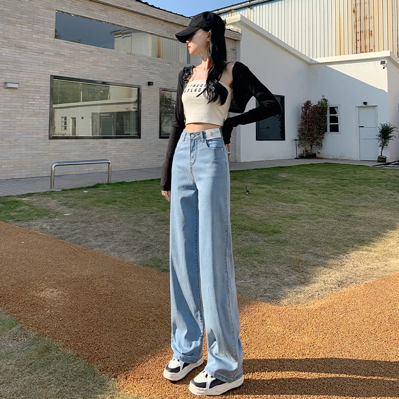 

Свободные повседневные брюки с высокой талией длиной до пола, женские летние новые широкие джинсовые брюки, женские брюки, одежда Y2k