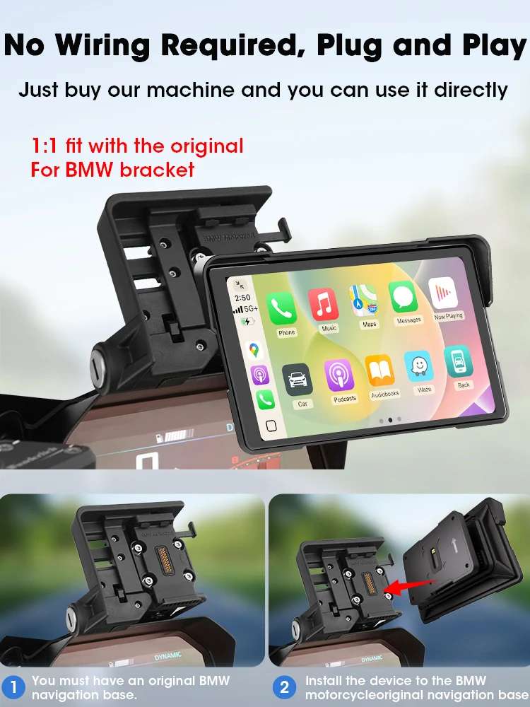 Jansite 7 inch Voor BMW Motorfiets Carplay GPS Navigatie Draadloze Android Auto Dual BT Voor BMW R1200GS ADV/R1250GS ADV/S1000XR - afbeelding 2