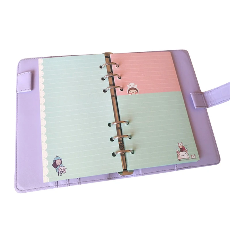 Exquisite Six Holes Cartoon Color Leaflet Inner Pages Refill Adaptation A5A6 Hand Account Book Inner Core