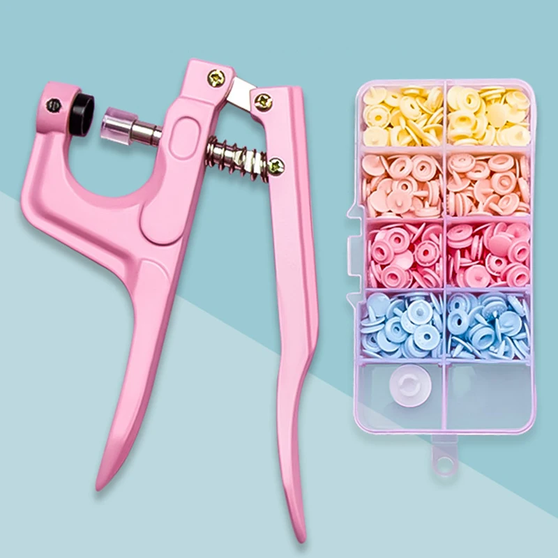 Fastener Snap Pliers KAM Button + 20 set 9mm Plastic Resin Snap Button Press Stud Baby Clothes Clips Press Machine Sewing Tool