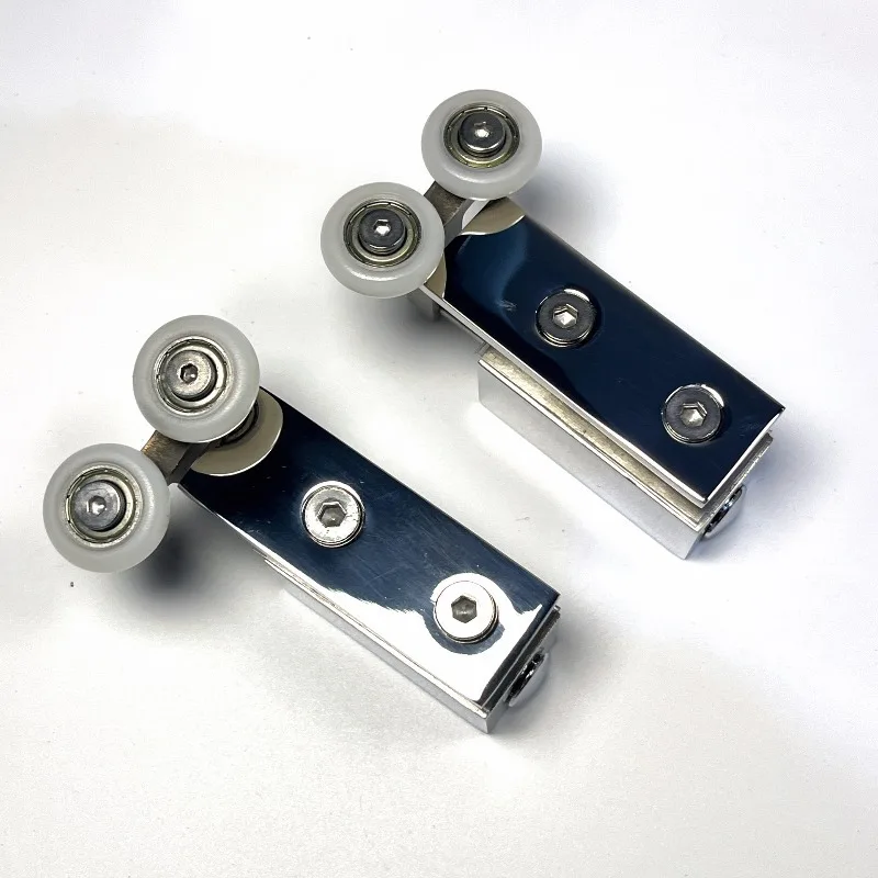 304 Stainless Steel Folding Glass Sliding Door Hardware Kit With Rollers For Bathroom Shower Room Glass Door Installation