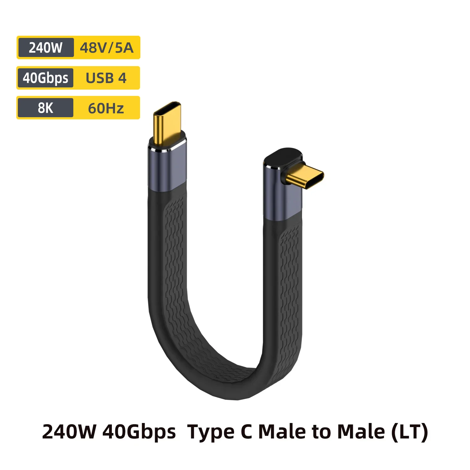 USB4 Kurzkabel 40Gbps Datenübertragung 240W PD Schnellladung Thunderbolt 4/3 Winkel-Typ-C-Kabel für SSD Laptop Macbook Anschluss