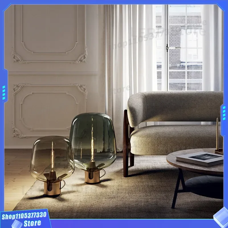 Nordic Glass Table Lamp Modern Light Luxury Designer Hotel Bedroom Bedside Decoration Ornament Living Room Post Exhibition
