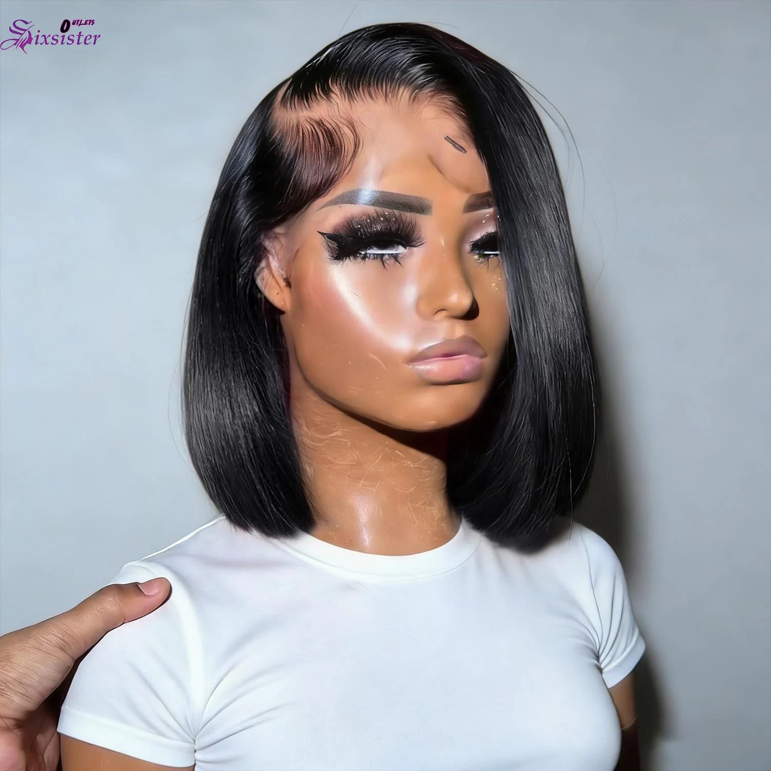 

Straight Short Bob Wig Human Hair 13x4 Lace Front Wigs 230% Density Natural Black Straight Short Human Hair 4x4 Closure Bob Wigs