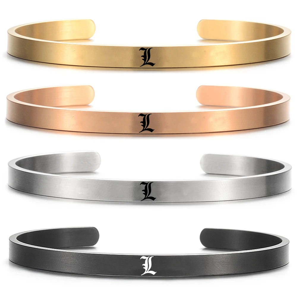 Anime Death Note Black Cuff Bangle Stainless Steel Bracelets Gift Jewelry for Women and Men Fans Collection